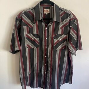 Ely Cattleman Men's‎ Striped Button Down Shirt Pearl Snaps Western Rodeo NFR